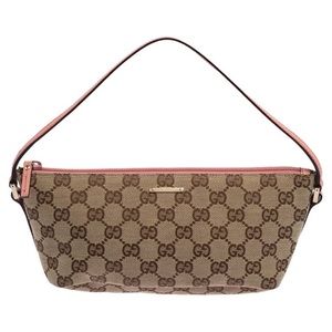 Gucci Pink/Beige GG Canvas And Leather Pochette